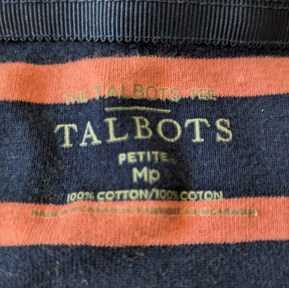 TalbotsThe Talbots Tee Striped Colorful 3/4 Sleeve Cotton Top Women's Size MP - Picture 3 of 7